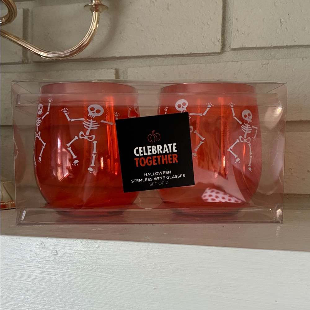 Celebrate Together Halloween Stemless Wine Glasses Set